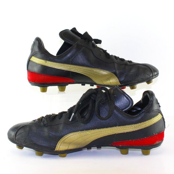 Puma Frankfurt Black Leather Soccer Cleats Mens (US 8/EU 41) - Picture 3 of 8